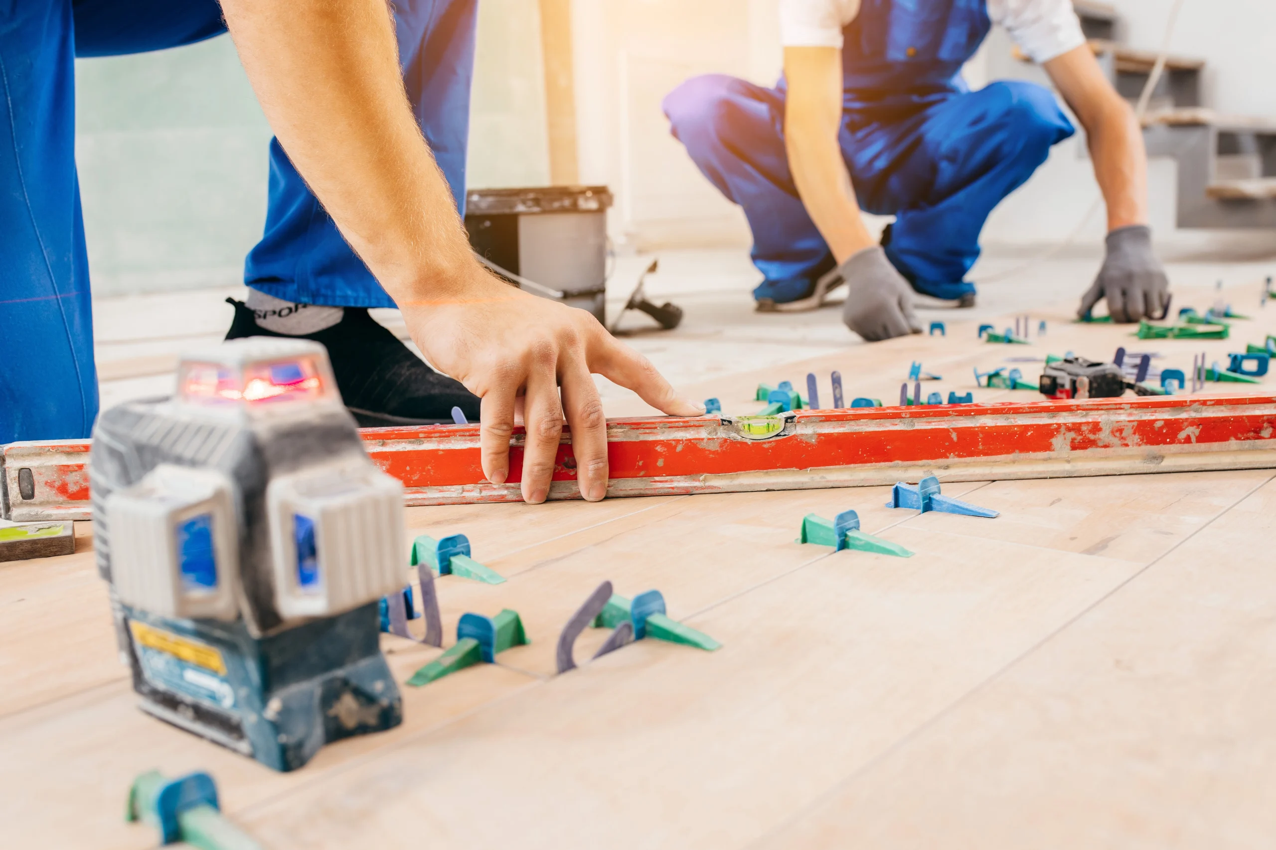 Levelling floor using tools